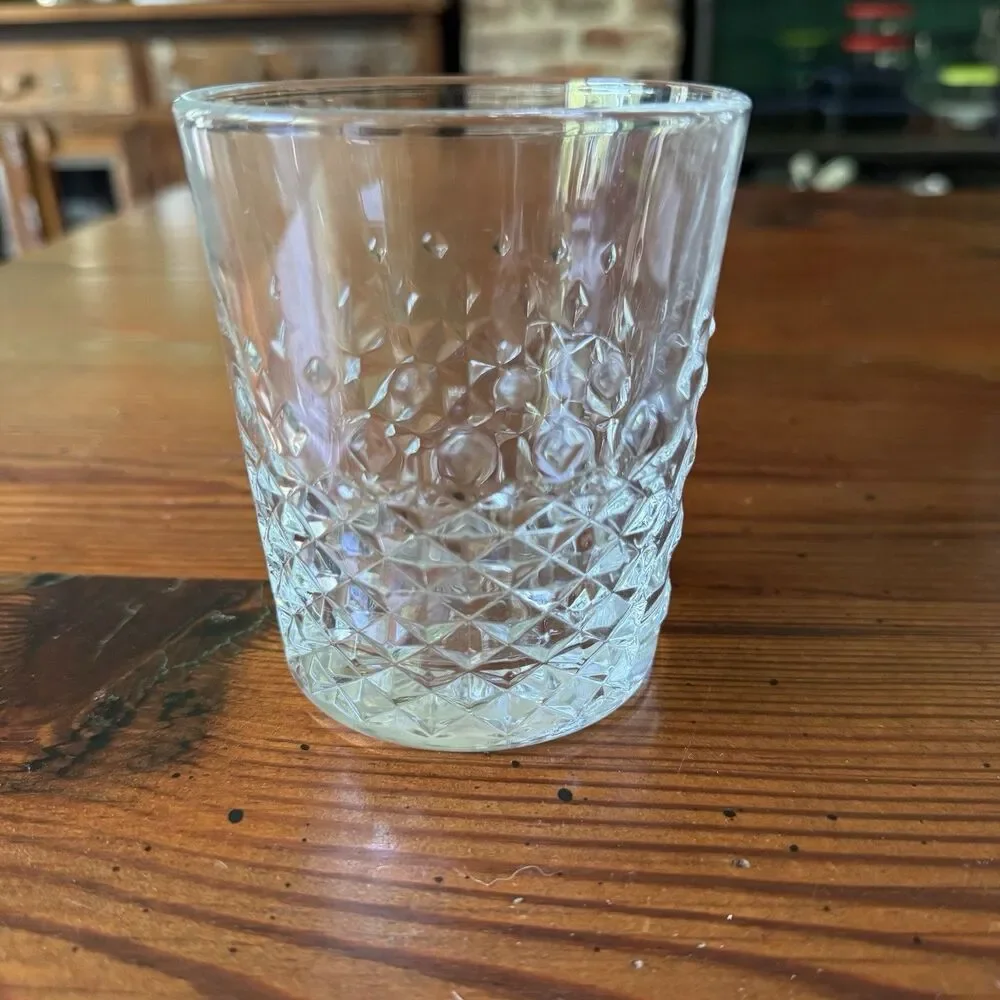 Libbey Clear Cut Glass Tumbler 4” Tall Diamond Cut -One Pc. - Picture 5 of 11